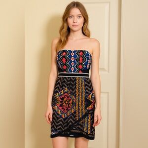 Xhilaration Blue Red Strapless‎ Sheath Dress